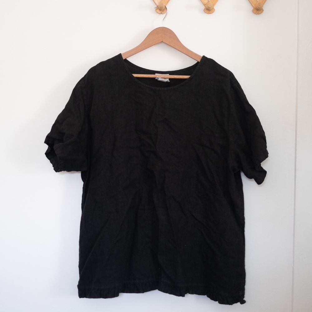 Vintage Linen Top with Ruffle Hem